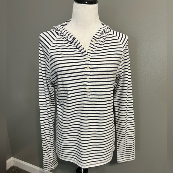 J. Crew Tops - J.Crew women’s size large, long sleeve striped shirt with hood
